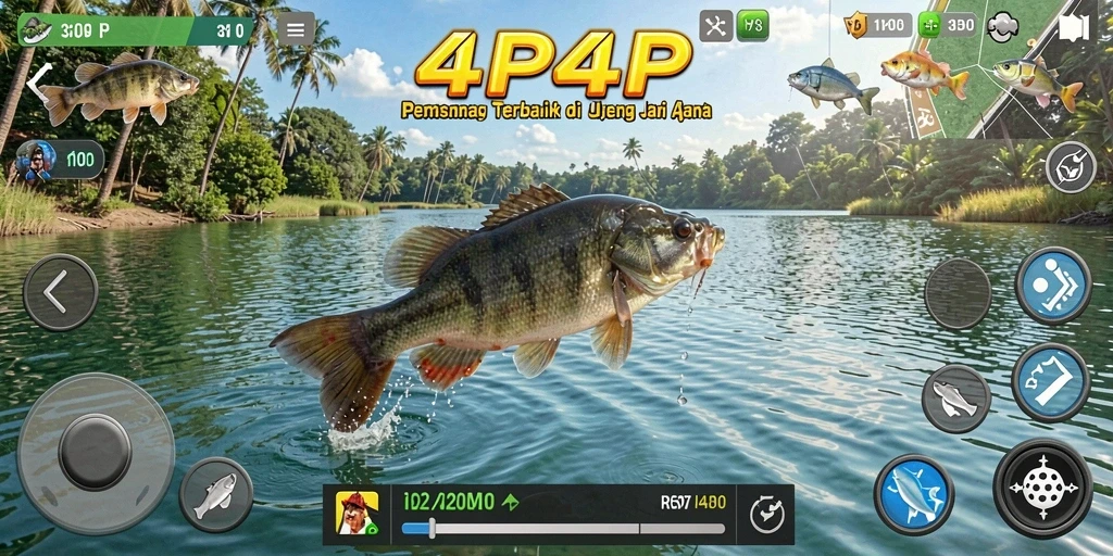 Tangkapan ikan besar dalam gameplay 4P4P yang mendebarkan.