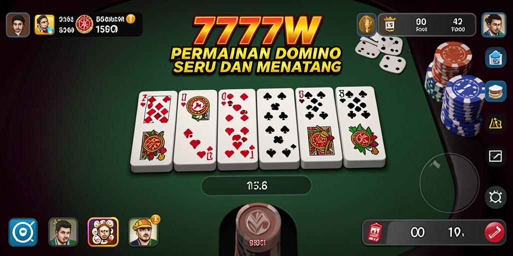 Tampilan gameplay seru di 7777W dengan pemain menikmati permainan domino.