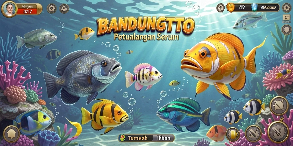 Tangkapan ikan seru dalam BANDUNGTOTO, grafis menawan.