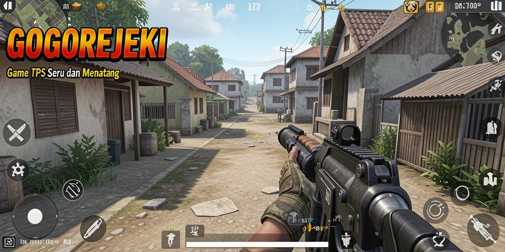 Tampilan gameplay seru dalam GOGOREJEKI dengan aksi tembak-menembak yang intens.