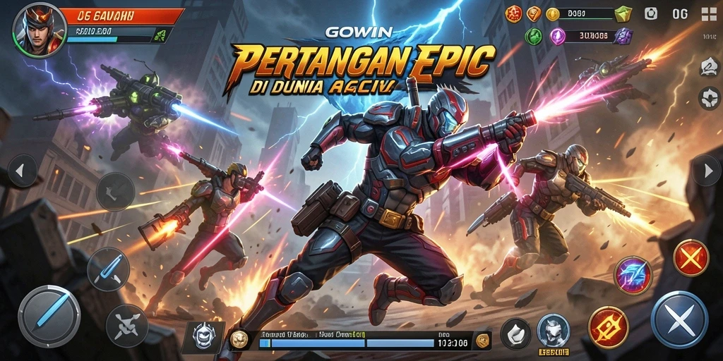 Tampilan gameplay GOWIN dengan pertarungan aksi seru.