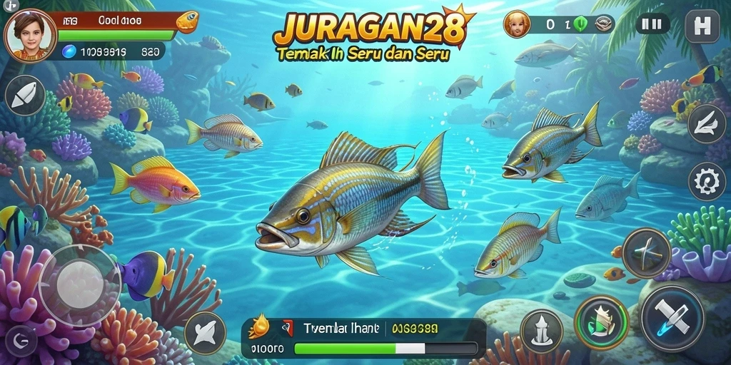Tampilan gameplay JURAGAN28 yang seru saat menembak ikan.