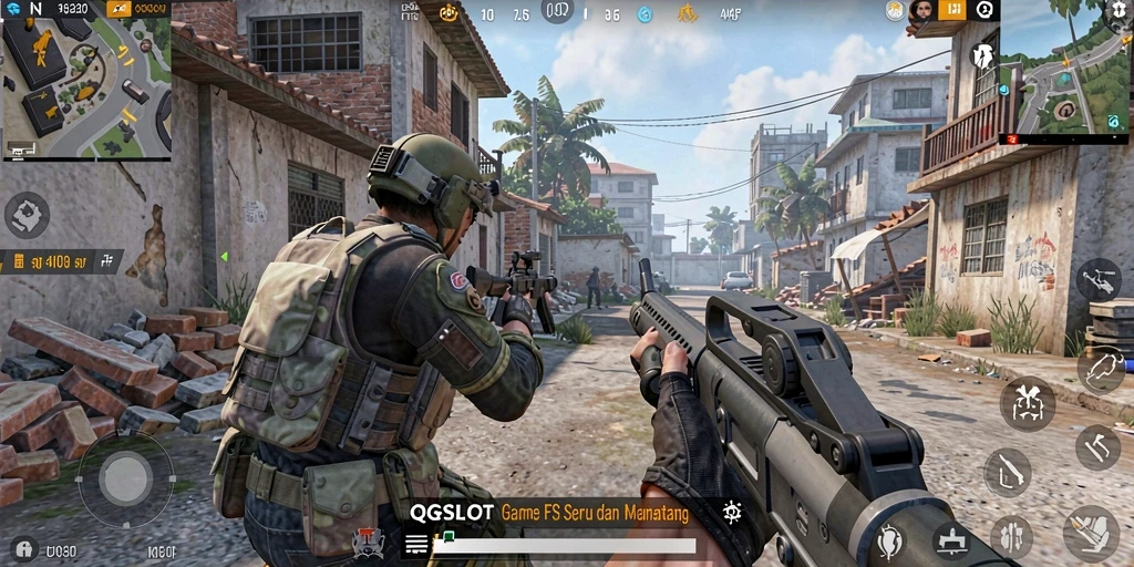 Gameplay seru dan intens di QQSLOT dengan aksi FPS.