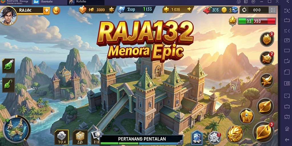 Tampilan gameplay menegangkan dalam RAJA132 saat mempertahankan markas dari serangan musuh.