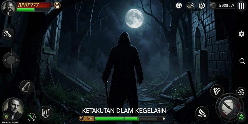 Screenshot utama RPRP777 menampilkan momen mendebarkan dalam gameplay horor.