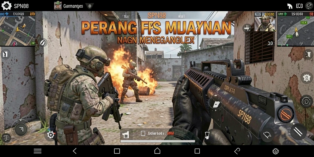 Screenshot utama SPN88 menunjukkan aksi menegangkan dalam pertempuran FPS.