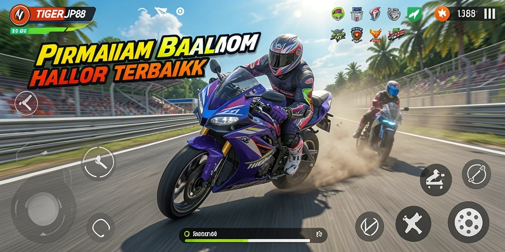 Gameplay seru dengan balapan motor yang mendebarkan.