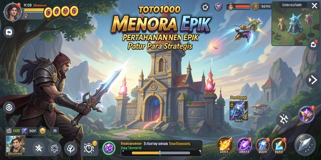 Tampilan gameplay TOTO1000 dengan berbagai menara dan musuh yang menantang.